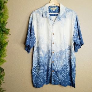 Tommy Bahama Button Shirt Blue Silk Short Sleeve M